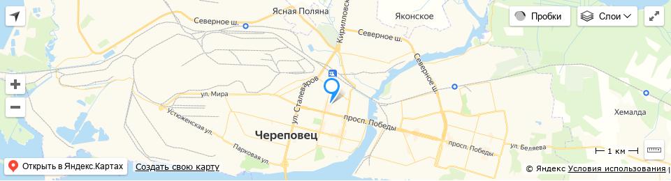 Адрес салона на карте в Череповце